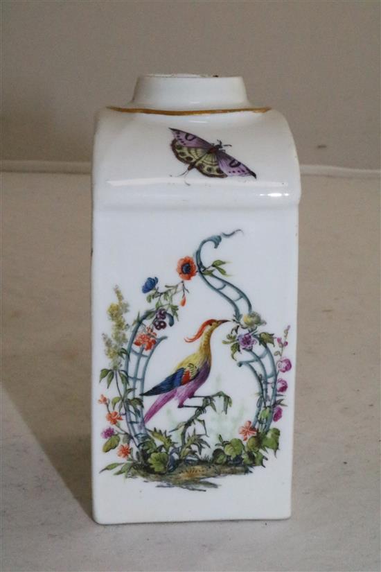 A Meissen rectangular tea caddy, mid 18th century, 10.5cm (4.1in.)